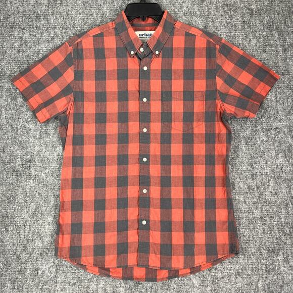 Urban Pipeline Shirt Mens Large Buffalo‎ Plaid Orange Button-Up Chore Lumberjack - Picture 1 of 11